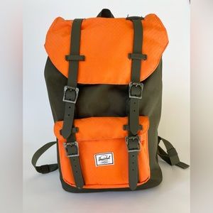 Herschel “Little America” large backpack - orange & olive